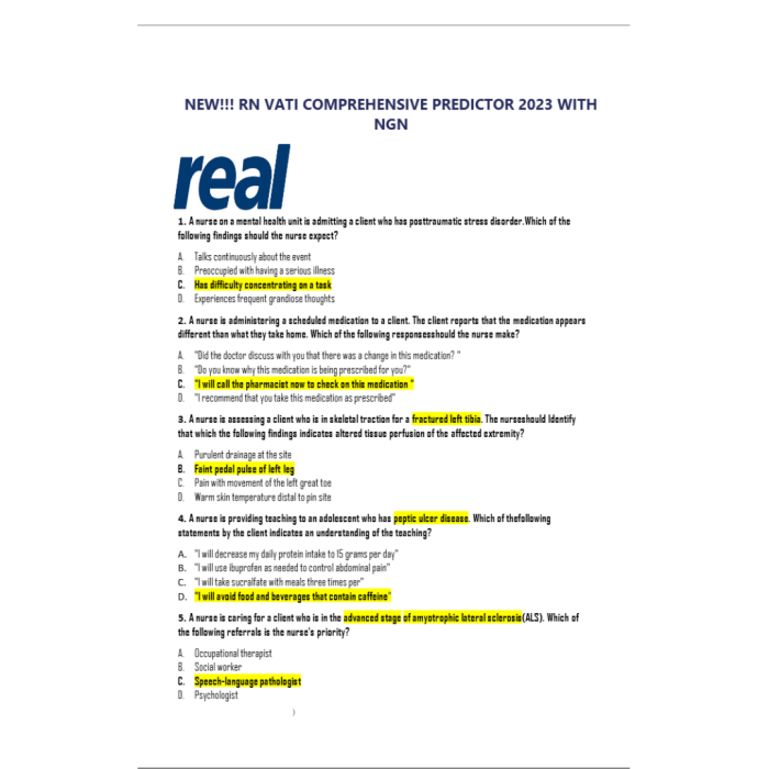 New Rn Vati Comprehensive Predictor 2023 With Ngn 2