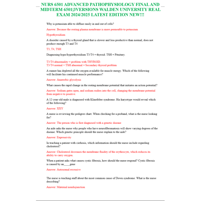 Nurs 6501 Advanced Pathophysiology Final And Midterm 65013versions Walden University Real Exam 20242025 Latest Edition New Test Bank Guide 2