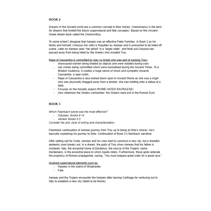 Summary A Level OCR Classical Civilisation Notes of Virgils Aeneid with Scholarship Quotes 4