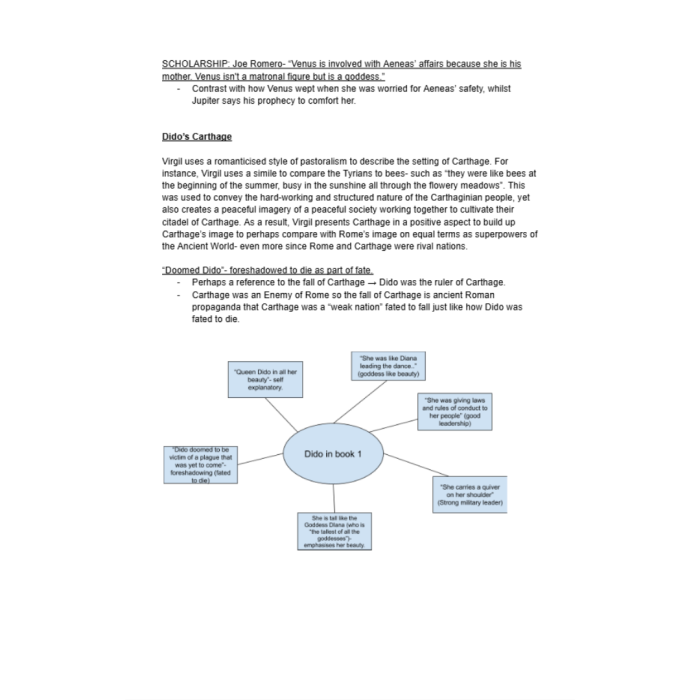 Summary A Level OCR Classical Civilisation Notes of Virgils Aeneid with Scholarship Quotes