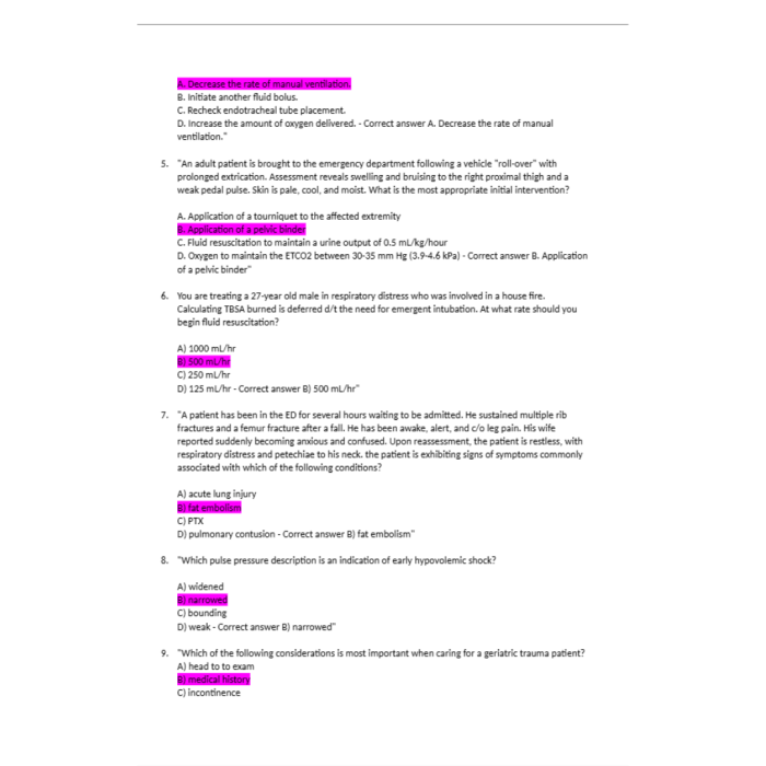 TNCC 9th Edition final exam test 100 questions with correct and verified answers Graded A Test Bank Guide 4
