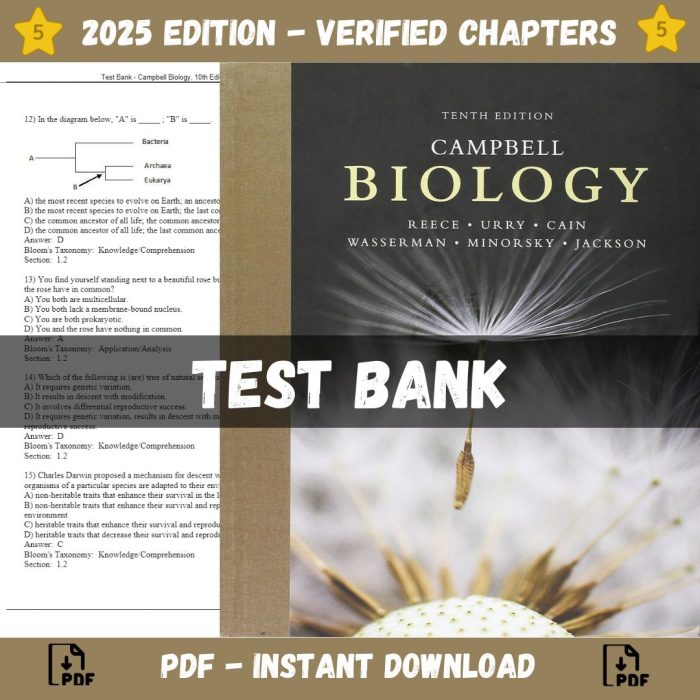 Test Bank Campbell Biology 10th Edition Reece 2019 Test Bank Guide