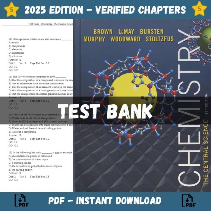 Test Bank – Chemistry The Central Science, 13th Edition (Brown, 2015)