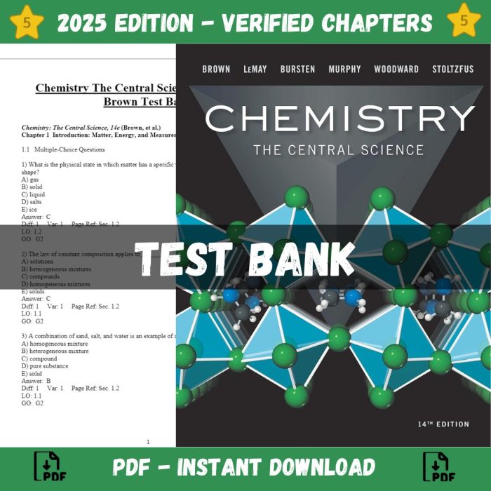 Test Bank – Chemistry The Central Science, 14th Edition (Brown, 2018)