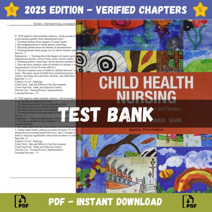 Test Bank – Child Health Nursing, 3rd Updated Edition (Ball, 2019)