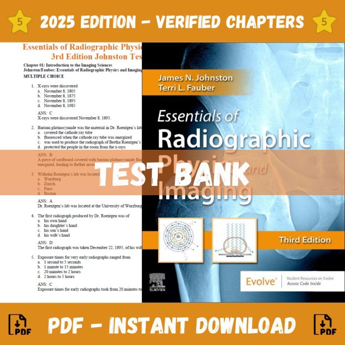 Test Bank Essentials of Radiographic Physics and Imaging 3rd Edition James Johnston 2019 Test Bank Guide