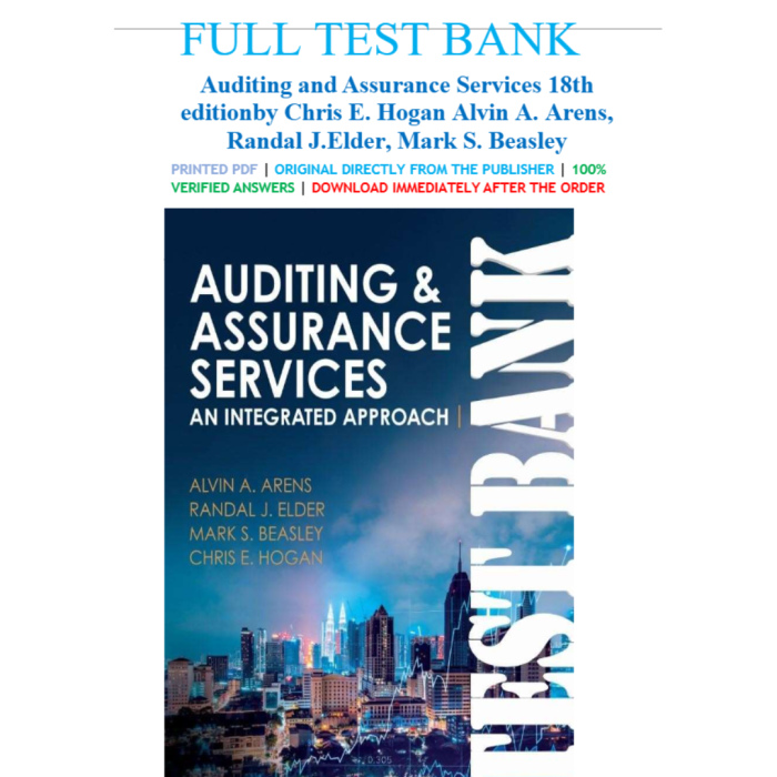 Test Bank For Auditing and Assurance Services 18th Edition By Arens Test Bank Guide 2