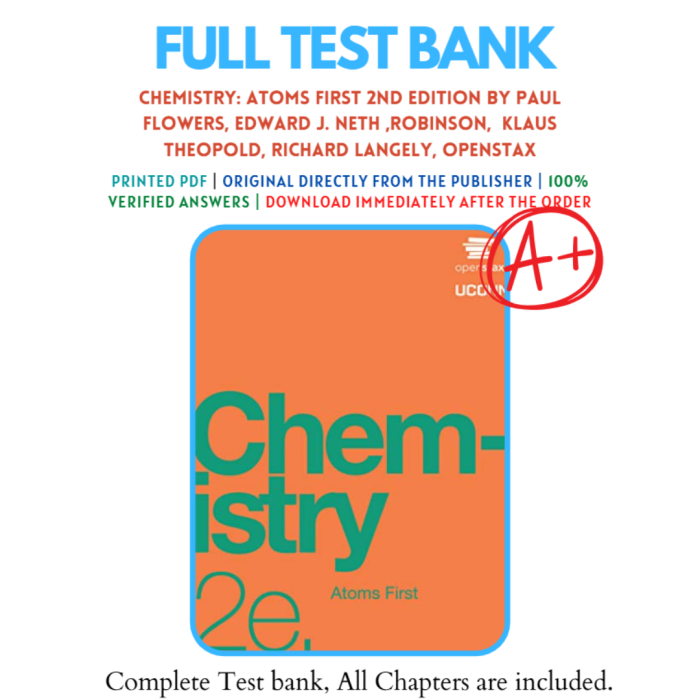 Test Bank For Chemistry Atoms First 2e 2nd Edition By OpenStax Test Bank Guide 2