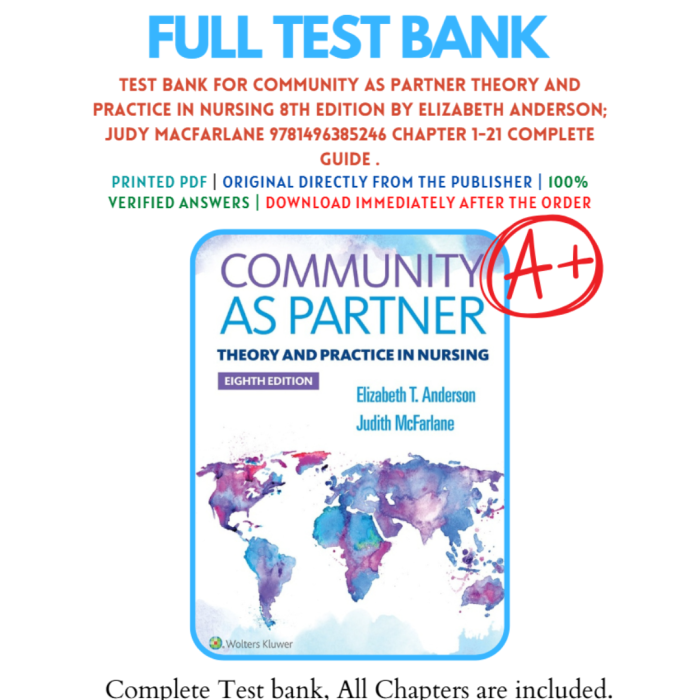 Test Bank For Community as Partner Theory and Practice in Nursing 8th Edition By Anderson Test Bank Guide 2