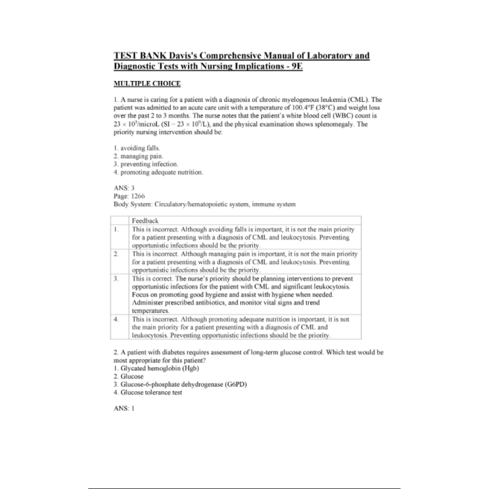Test Bank For Daviss Comprehensive Manual of Laboratory and Diagnostic Tests With Nursing Implications Ninth Edition By Anne M Test Bank Guide 3