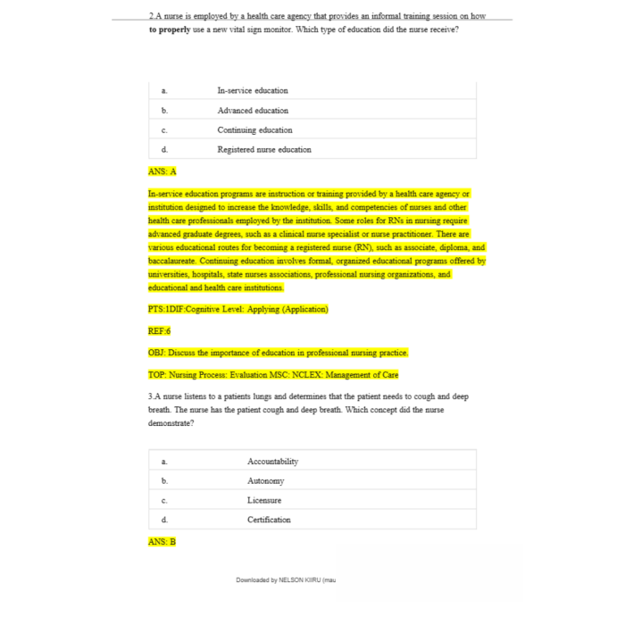 Test Bank For Fundamentals Perspectives on the Art and Science of Canadian Nursing 2nd Edition By Gregory Raymound Test Bank Guide 3