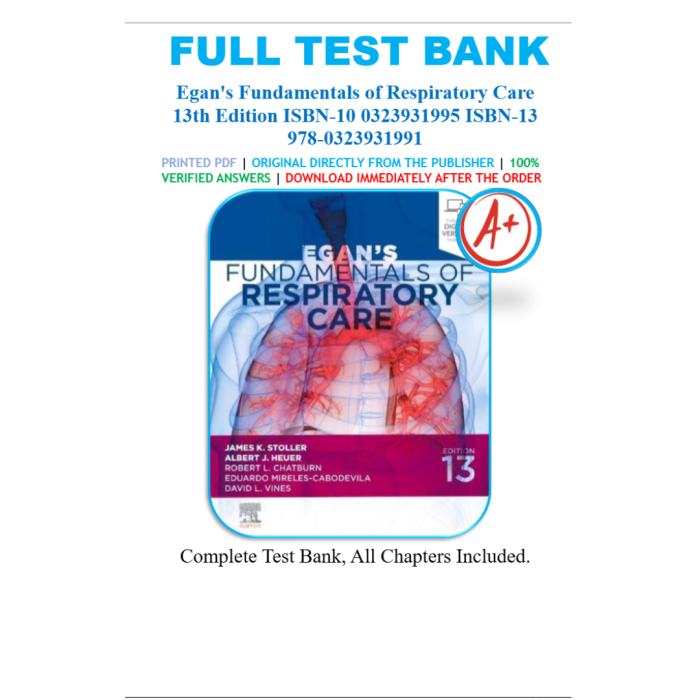 Test Bank For Fundamentals of Respiratory Care 13th Edition By James K Stoller Test Bank Guide 2