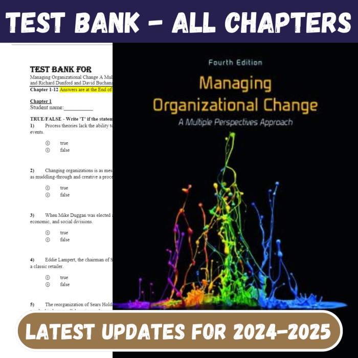 Test Bank For Managing Organizational Change A Multiple Perspectives Approach 4th Edition By