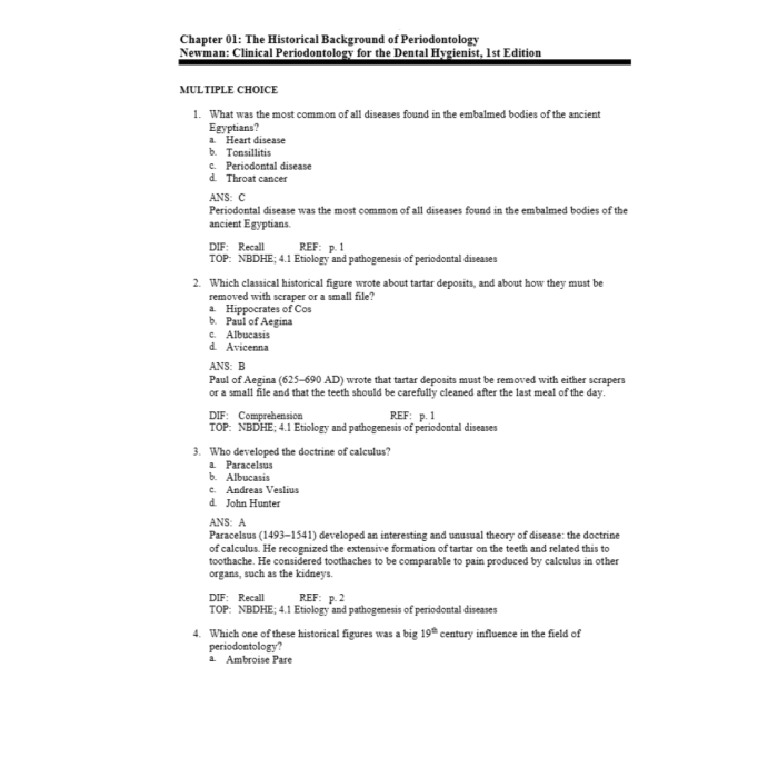 Test Bank For Newman and Carranzas Clinical Periodontology for the Dental Hygienist 1st Edition by Michael G Newman Test Bank Guide 3