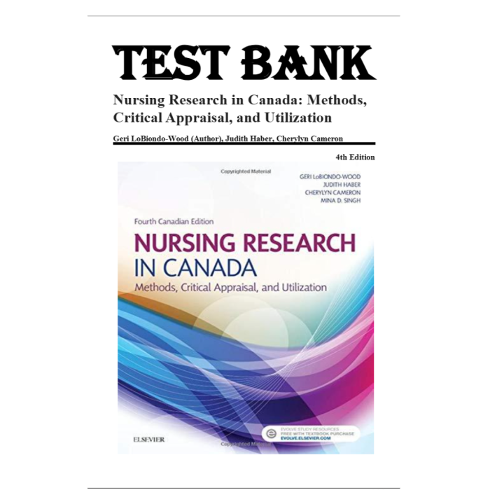 Test Bank For Nursing Research in Canada Methods Critical Appraisal and Utilization 4th Edition By Geri LoBiondo Test Bank Guide 2