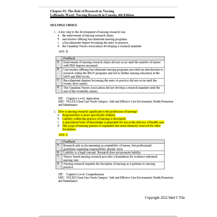 Test Bank For Nursing Research in Canada Methods Critical Appraisal and Utilization 4th Edition By Geri LoBiondo Test Bank Guide 3
