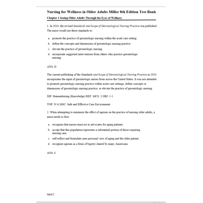 Test Bank For Nursing for Wellness in Older Adults 8th Edition By Carol A Miller Test Bank Guide 3