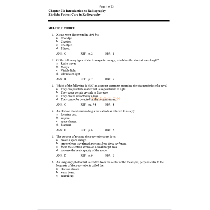 Test Bank For Patient Care in Radiography 10th Edition by Ehrlich Test Bank Guide 2