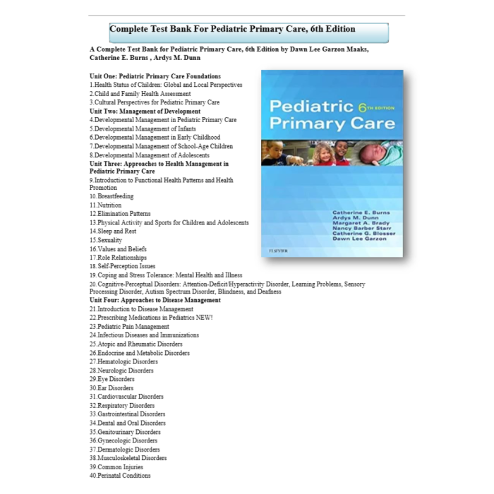 Test Bank For Pediatric Primary Care 6th Edition By Burns Test Bank Guide 2