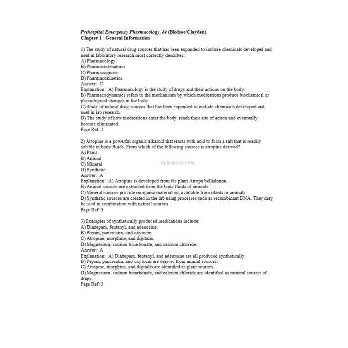 Test Bank For Prehospital Emergency Pharmacology 8th Edition By Bledsoe Test Bank Guide 3