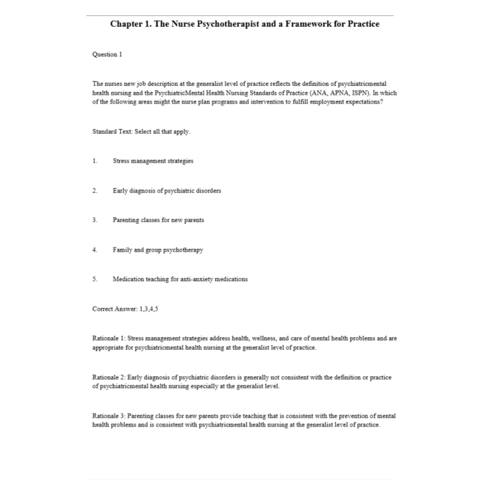 Test Bank For Psychotherapy for the Advanced Practice Psychiatric Nurse 2nd Edition By Wheeler Test Bank Guide 3