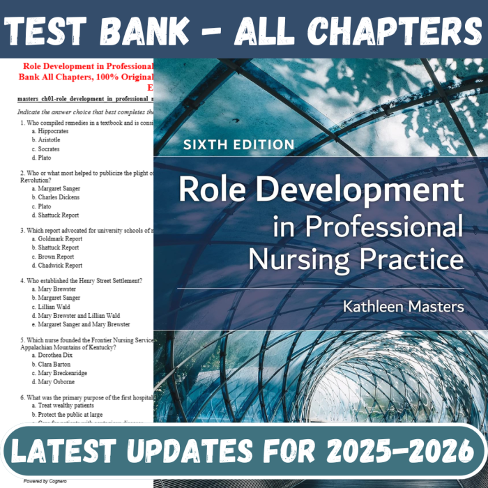 Role Development in Professional Nursing Practice 6th Edition By Masters