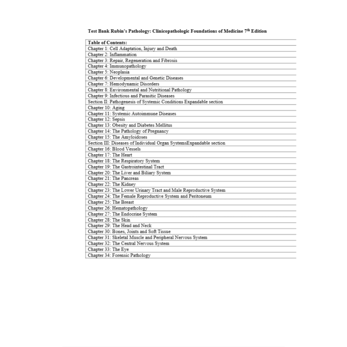 Test Bank For Rubins Pathology Clinicopathologic Foundations of Medicine 7th Edition by David S Strayer Emmanuel Rubin Test Bank Guide 3
