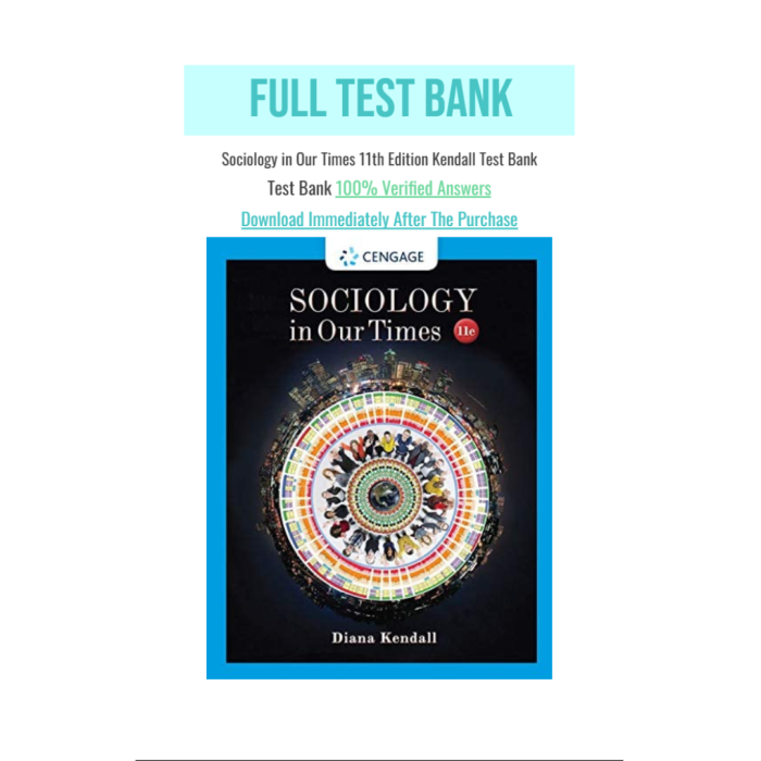 Test Bank For Sociology in Our Times 11th Edition By Kendall Test Bank Guide 2
