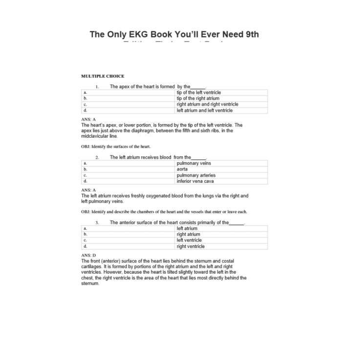 Test Bank For The Only EKG Book Youll Ever Need 9th Edition Thaler Test Bank Guide 2