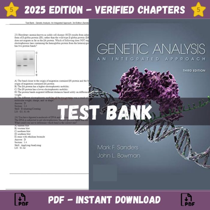 Test Bank – Genetic Analysis-An Integrated Approach, 3rd Edition (Sanders, 2019)