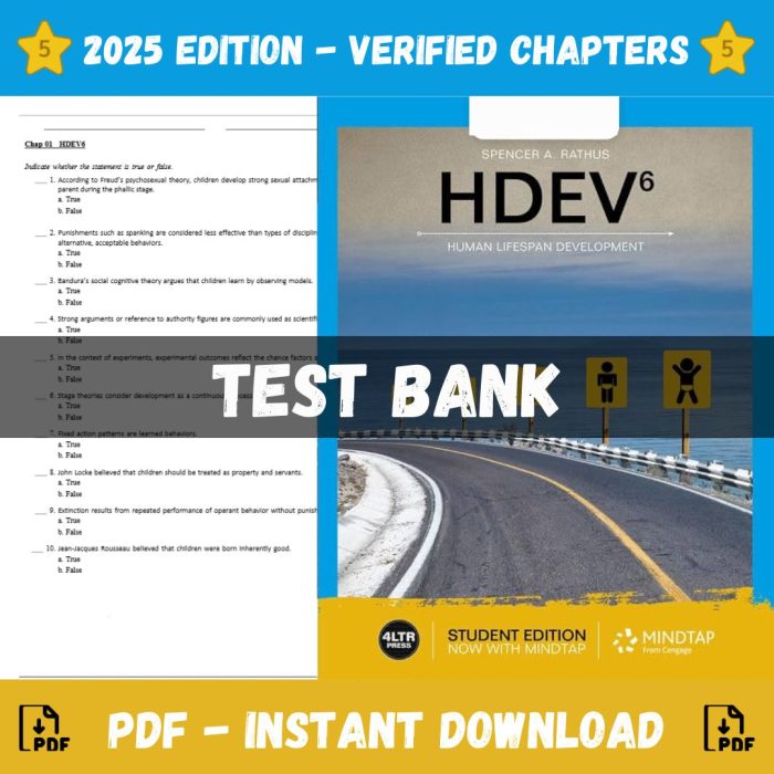 Test Bank HDEV human lifespan development 6th Edition Spencer A Rathus 2019 Test Bank Guide