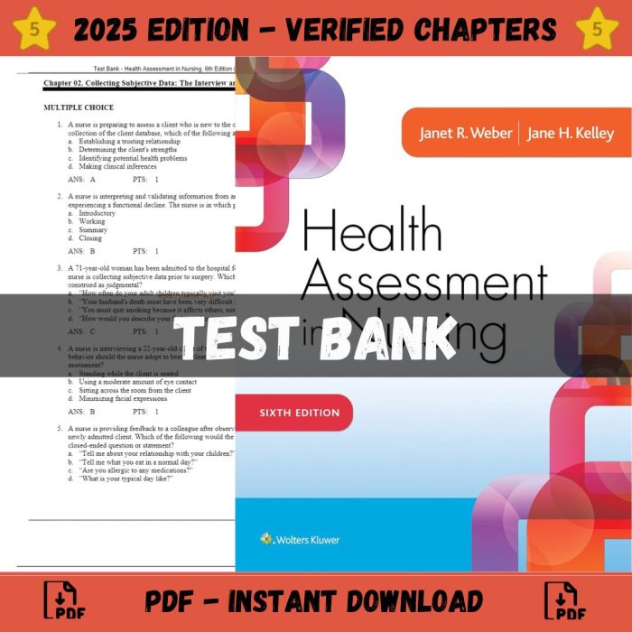 Test Bank Health Assessment in Nursing 6th Edition Weber 2018 Test Bank Guide