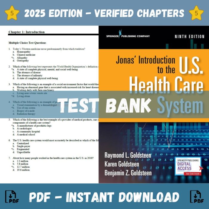 Test Bank Jonas Introduction to the U S Health Care System 9th Edition Raymond 2023 Test Bank Guide