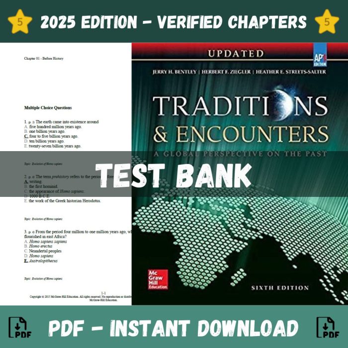 Test Bank - Traditions & Encounter A Global Perspective on the Past, 6th Edition (Jerry Bentley, Herbert Ziegler - 2024)