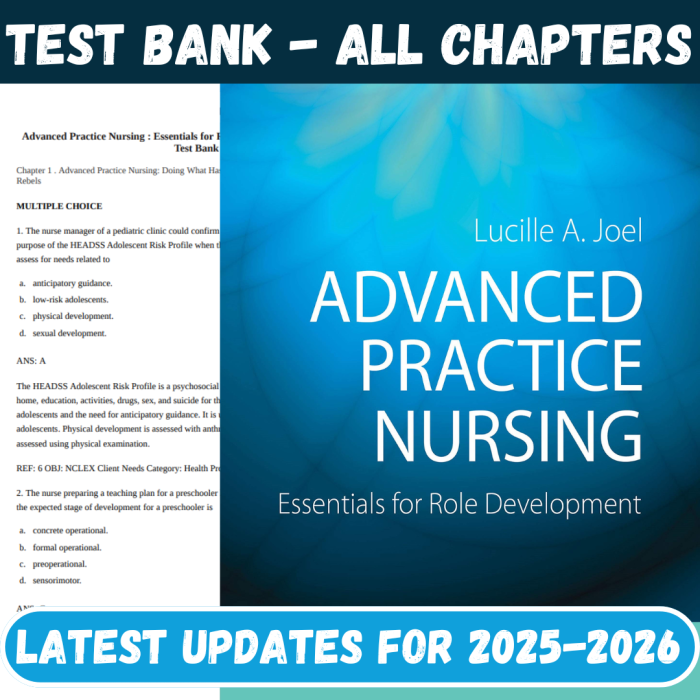 Test Bank for Advanced Practice Nursing Essentials for Role Development 4th Edition by Joel