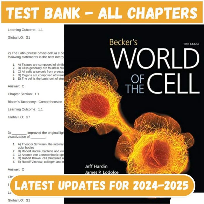 Test Bank Becker's World of the Cell 10th Edition, Kindle Edition by Jeff Hardin All Chapte