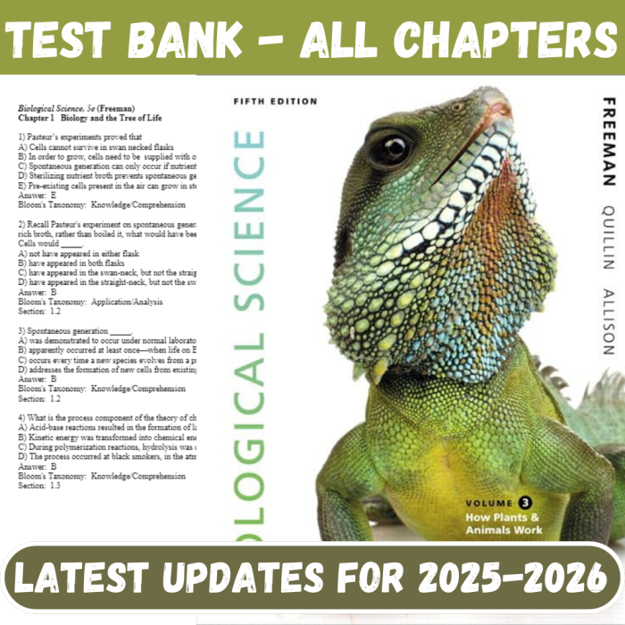 Test Bank for Biological Science, 5th Edition by Freeman