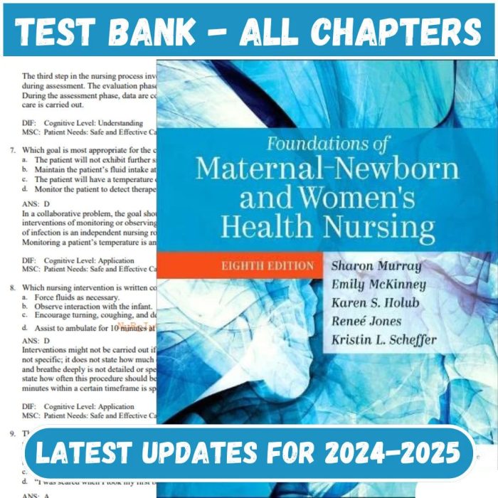 Test Bank Foundations Of Maternal-newborn And Womens Health Nursing 8th Edition Murray | All Chapters Included