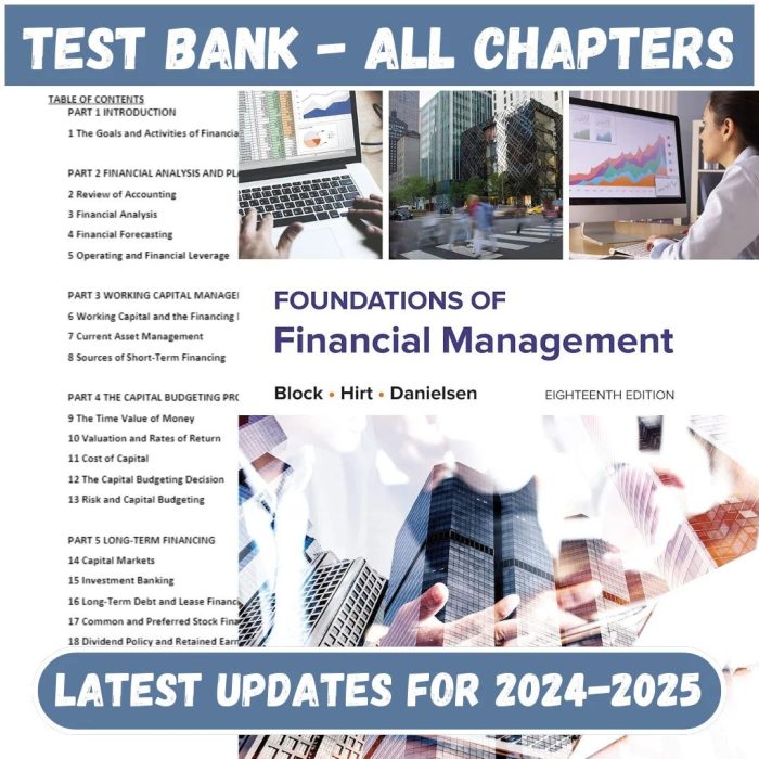 Test Bank Foundations of Financial Management 18th Edition by Bloc