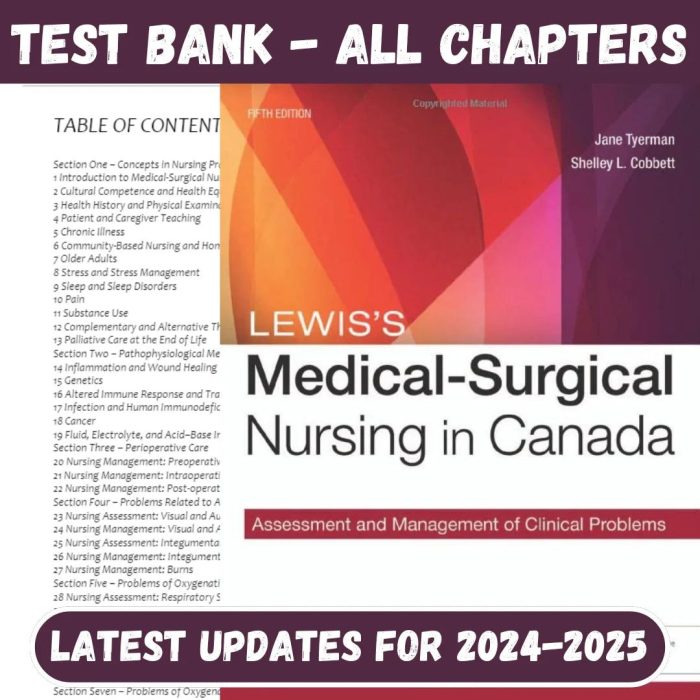 Test Bank Lewis's Medical Surgical Nursing in Canada, 4th Edition by Jane Tyerman, Shelley Cobbett