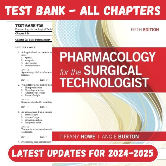 Test Bank Pharmacology for the Surgical Technologist 5th Edition Howe