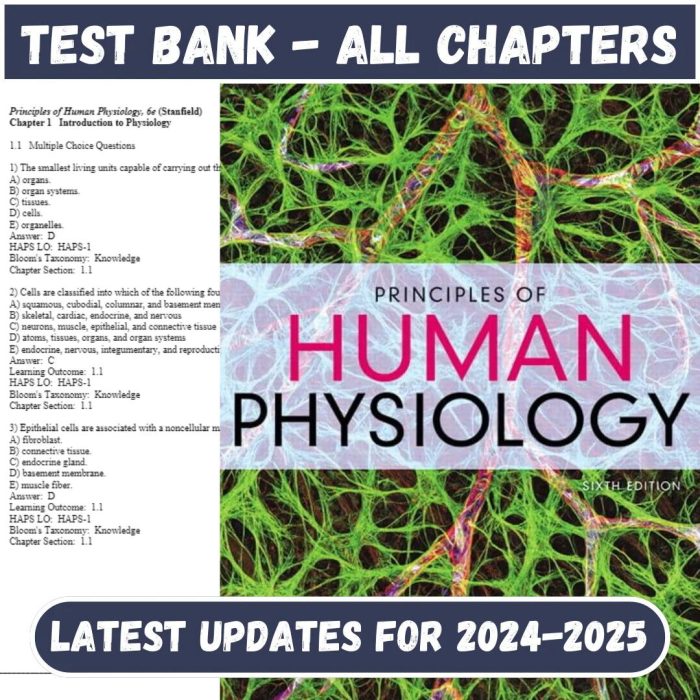 Test Bank for Principles of Human Physiology, 6th Edition