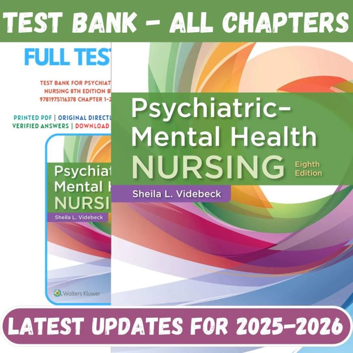 Test Bank for Psychiatric-Mental Health Nursing 8th Edition by Sheila L.Videbeck