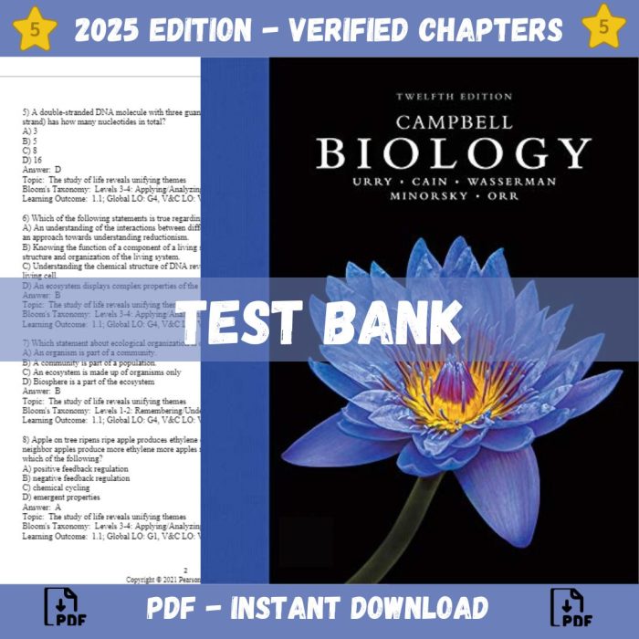 Test bank Campbell Biology 12th Edition Urry 2021 Test Bank Guide